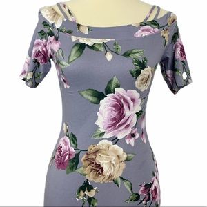 BNWT Haute Monde Cold Shoulder Floral Midi Dress